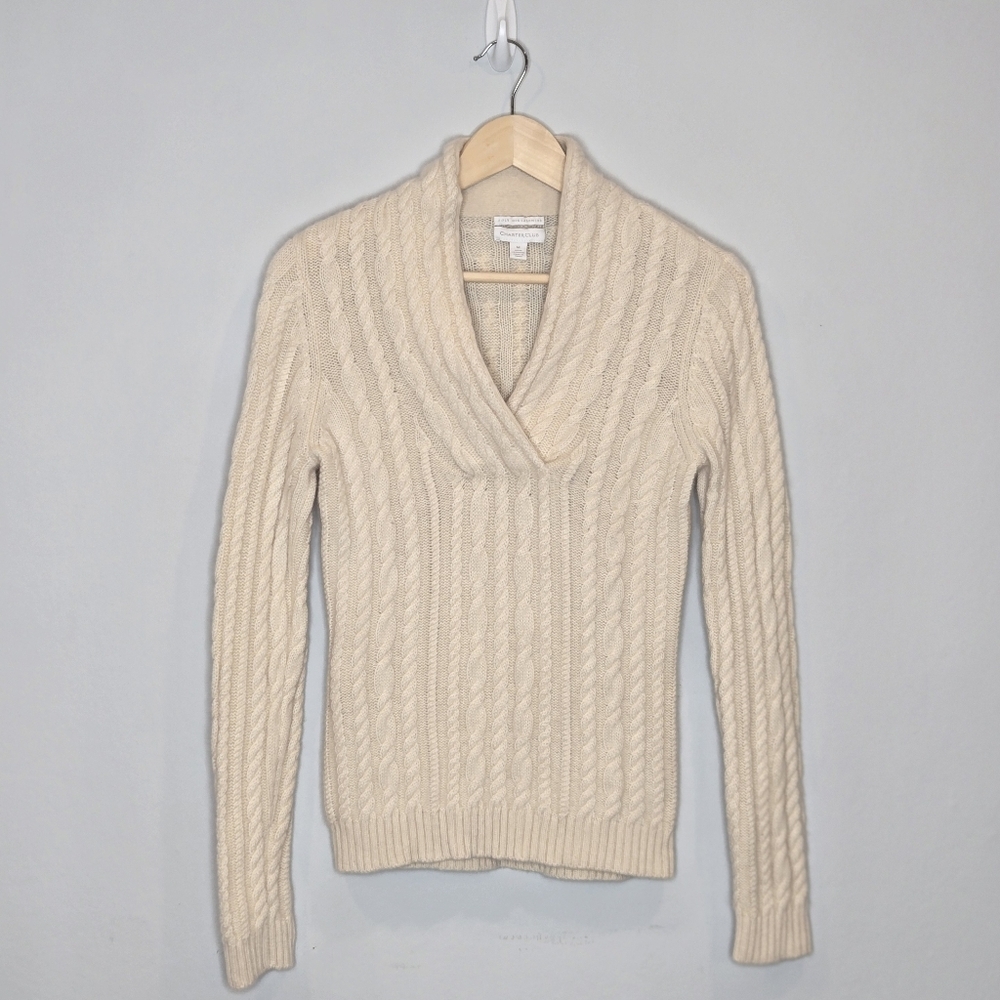 Charter Club Double Play Cashmere Cable Knit Sweater Size M - Picture 1 of 4